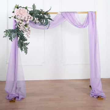 Lavender Lilac Sheer Organza Wedding Arch Draping Fabric, Long Curtain Backdrop Window Scarf Valance 18ft