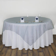 90 Inch x 90 Inch Light Blue Sheer Organza Square Table Overlay#whtbkgd