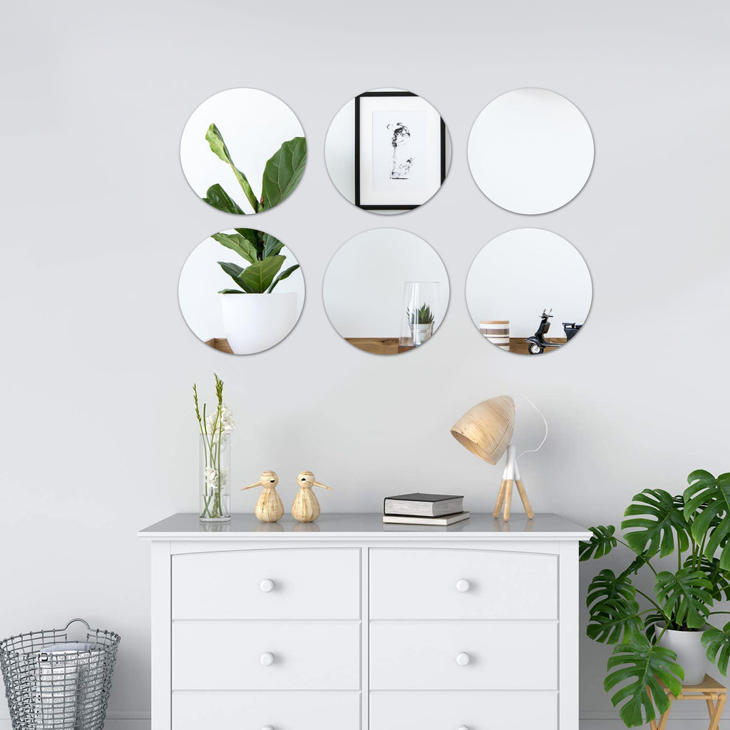 12 Pieces Acrylic Round Mirrors Candle Plate Set Round Mirror Base for  Table Centerpieces 5 Inch Non Glass Self Adhesive Round Mirror Wall  Stickers for Home Wedding Table Wall Decor()