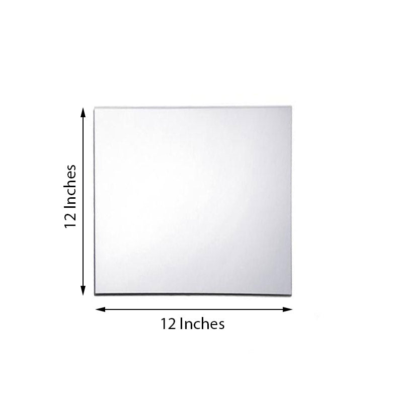 Square Mirror Plate Mirrors Trays 8 inch 2mm Thick Silver Acrylic