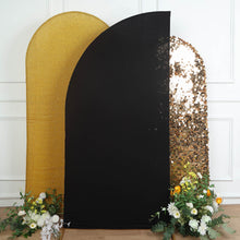 7ft Matte Black Fitted Spandex Half Moon Wedding Arch Cover