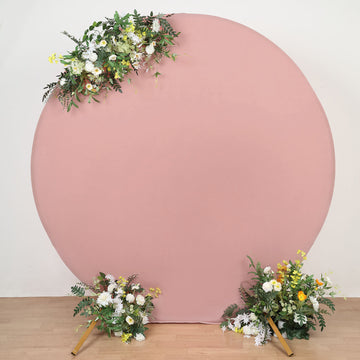 Elegant Matte Dusty Rose Round Spandex Fit Wedding Backdrop Stand Cover 7.5ft