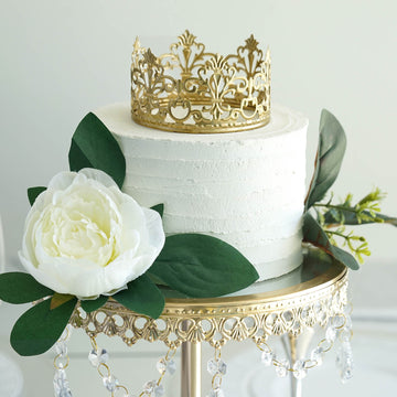 Matte Gold Metal Princess Crown Cake Topper, Wedding Cake Decor 2"