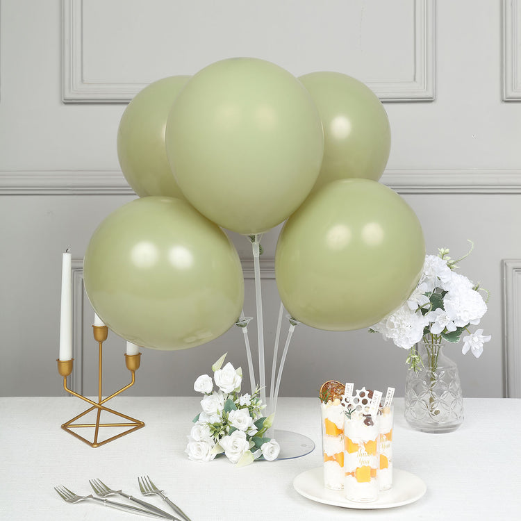 12 Inch Matte Pastel Olive Green Air & Helium Latex Balloons 25 Pack