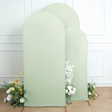 Set of 3 Matte Sage Green Spandex Fitted Wedding Arch Covers For Round Top Chiara Backdrop Stands 5ft, 6ft, 7ft