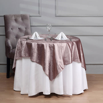 Mauve Seamless Premium Velvet Square Table Overlay, Reusable Linen 54"x54"