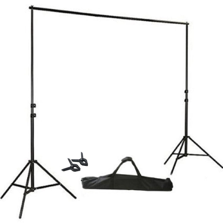 Metal Adjustable Backdrop Stand Kit 8 Feet x 10 Feet With FREE Clips