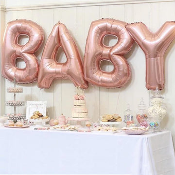 Gorgeous Metallic Rose Gold Mylar Foil Helium Air Number and Letter Balloons 40"