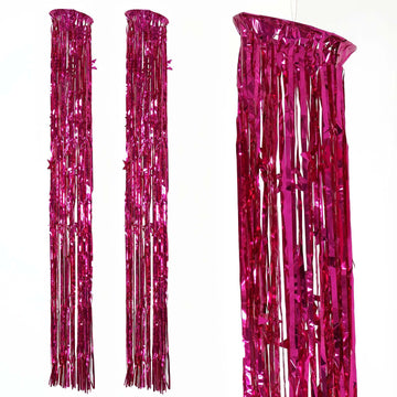 Add a Pop of Color with the Metallic Fuchsia Foil Fringe Hanging Curtain Column