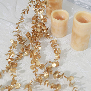 Enhance Your Event Decor with Metallic Gold Artificial Eucalyptus Leaf Garland