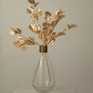 Add a Touch of Luxury with Metallic Gold Artificial Eucalyptus Leaf Branches