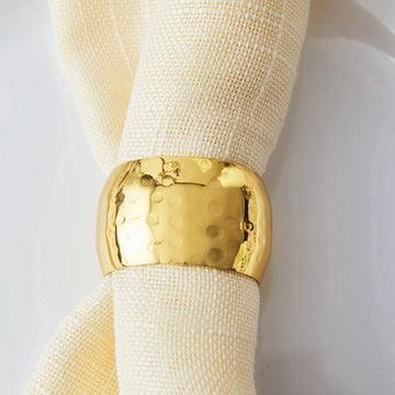 Create a Mesmerizing Tablescape with Metallic Gold Hammered Pattern Napkin Rings