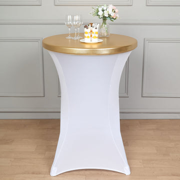 Add Glamour to Your Event with the Metallic Gold Spandex Table Cover