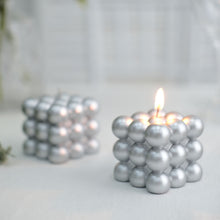 Silver Bubble Cube Candle Set Unscented Long Burn