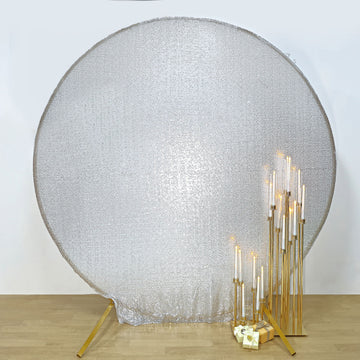 Add a Touch of Glamour with the Metallic Silver Sparkle Sequin Photo Backdrop Stand Cover