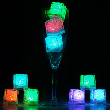 12 Pack Multicolor Light Up LED Submersible Ice Cubes, Waterproof with Adjustable Light Modes