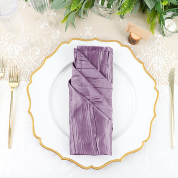 Add Elegance to Your Table with Violet Amethyst Accordion Crinkle Taffeta Cloth Dinner Napkins
