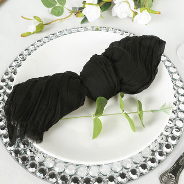 Elegant Black Gauze Cheesecloth Napkins for a Boho Dinner