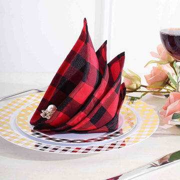 Revive Happy Memories with Black/Red Checkered Table Napkins