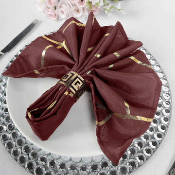 Experience Luxury and Style with Burgundy and Gold Cloth Napkins