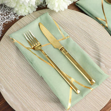 20 Inch x 20 Inch Polyester Sage Green Cloth Napkins with Gold Foil Geometric Design Pack of 5