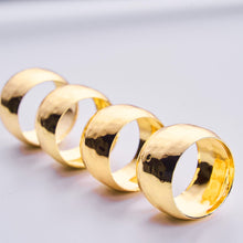 Gold Hammered Metal Napkin Rings 4 Pack #whtbkgd