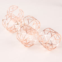 Metallic Rose Gold Geometric Napkin Ring Holders 5 Pack#whtbkgd