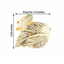 4 Pack Leaf Design Metallic Gold Ornate Linen Napkin Rings 