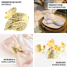 Pack of 4 Metallic Gold Ornate Napkin Holders with Leaf Design