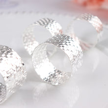 4 Pack Shiny Silver Basket Weave Design Metal Cloth Napkin Rings