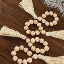 Cream Wood Bead Napkin Rings With Tassels 4 Pack 6 Inch