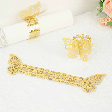 Add Elegance to Your Table with Metallic Gold Foil Butterfly Napkin Rings