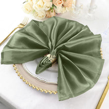 5 Pack Of 20 Inch X 20 Inch Eucalyptus Sage Green Wrinkle Resistant Seamless Satin Napkins
