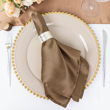 Create a Dreamy Tablescape with Taupe Seamless Satin Napkins