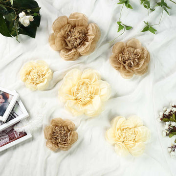 Elegant and Natural Cream Peony 3D Paper Flowers Wall Decor