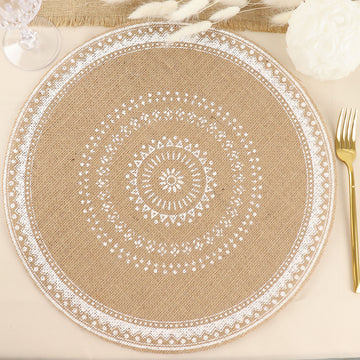Natural Jute and White Braided Placemats for Bohemian Flair