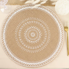 4 Pack Of Natural & White Braided Jute Placemats 15 Inch Round