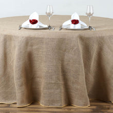 108" Natural Round Burlap Rustic Tablecloth | Jute Linen Table Decor