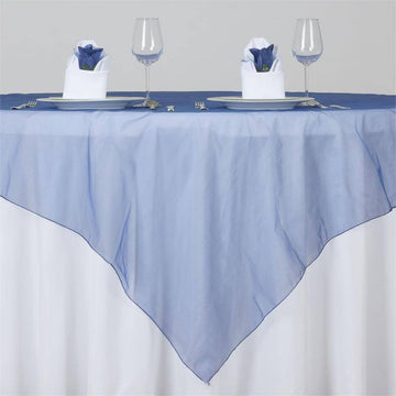 Navy Blue Organza Square Table Overlay 72"x72"