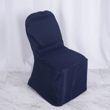 Elevate Your Event with the Navy Blue Polyester Banquet Chair Cover