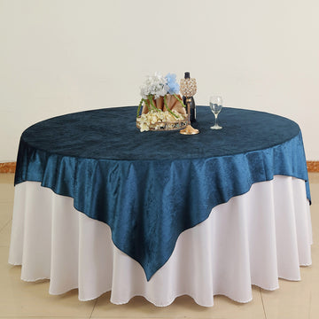 Navy Blue Premium Soft Velvet Table Overlay, Square Tablecloth Topper 72"x72"