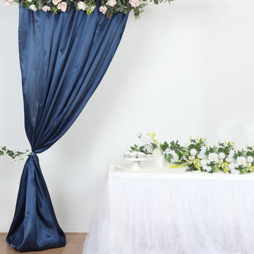 Add Elegance to Your Event with the Navy Blue Satin Event Photo Backdrop Curtain Panel