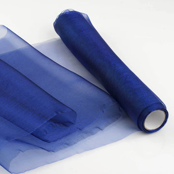 Navy Blue Sheer Chiffon Fabric Bolt for Elegant Event Decor