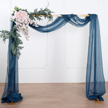 Navy Blue Sheer Organza Wedding Arch Draping Fabric, Long Curtain Backdrop Window Scarf Valance 18ft