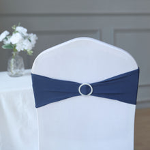 5 Pack Navy Blue Spandex Stretch Chair Sash With Silver Diamond Ring Slide Buckle 5 Inch x 14 Inch