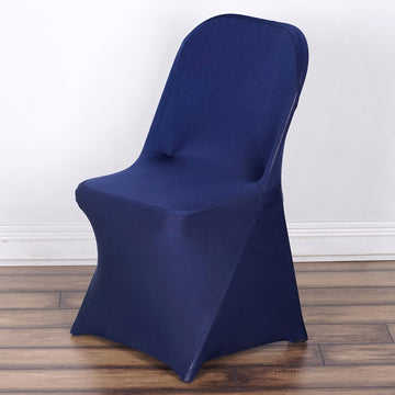 Durable and Long-lasting Navy Blue Spandex Stretch Fitted Folding Chair Cover
