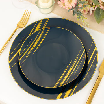 Elegant Navy Blue and Gold Dessert Plates