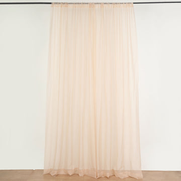 Elegant Nude Flame Resistant Chiffon Curtain Panels