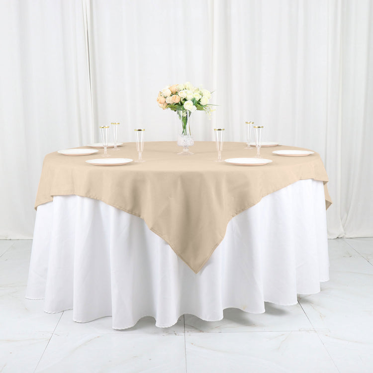 54 Inch Nude Square Table Overlay