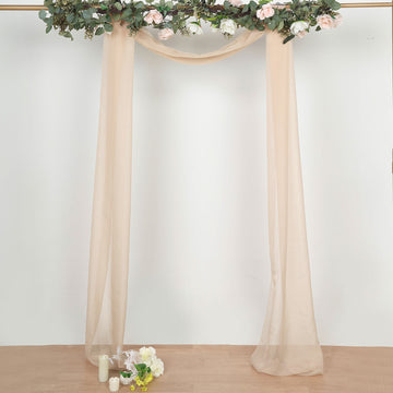 Elegant Nude Sheer Organza Wedding Arch Drapery Fabric